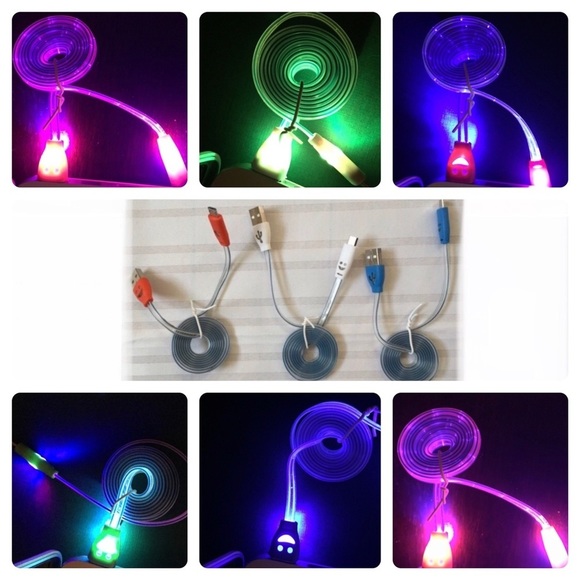 LED USB Charger Cable Samsung Galaxy S4 S6 S7 Edge - Picture 1 of 8